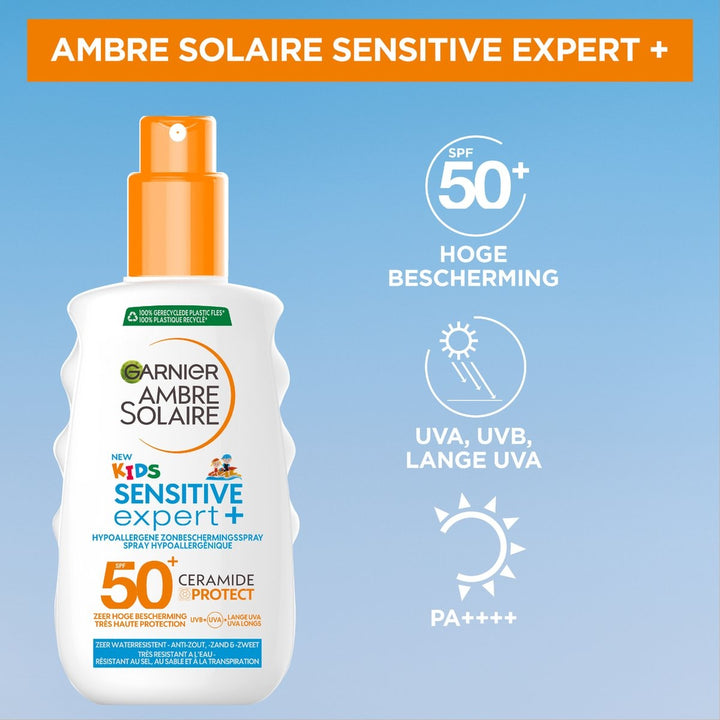 Garnier Ambre Solaire Kids Ceramide Protect Sonnenschutzspray SPF 50+ 150 ml – Kappe fehlt