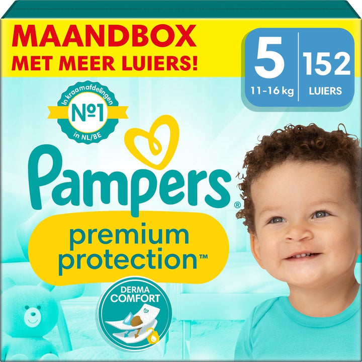 Pampers Premium Protection – Größe 5 (11–16 kg) – 152 Windeln – Monatsbox – Verpackung beschädigt