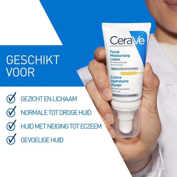 CeraVe Facial Moisturizing Lotion SPF30 - Dagcrème - normale tot droge huid - 52ml - Hydraterende dagcreme - Verpakking beschadigd