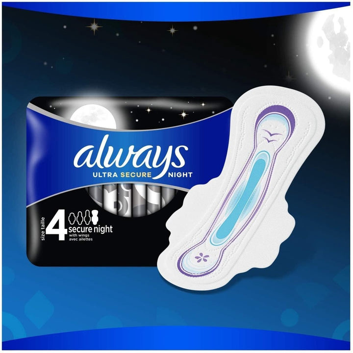 Always Ultra Secure Night Sanitary Pads with Wings - 9 pcs