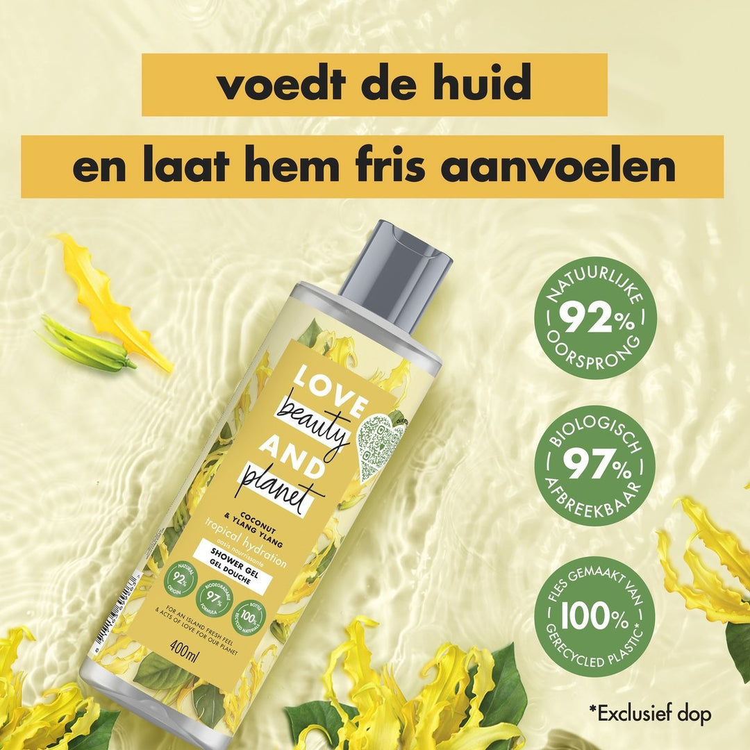 Love Beauty and Planet Duschgel Tropical Hydration – 400 ml – Kokosnussöl und Ylang Ylang