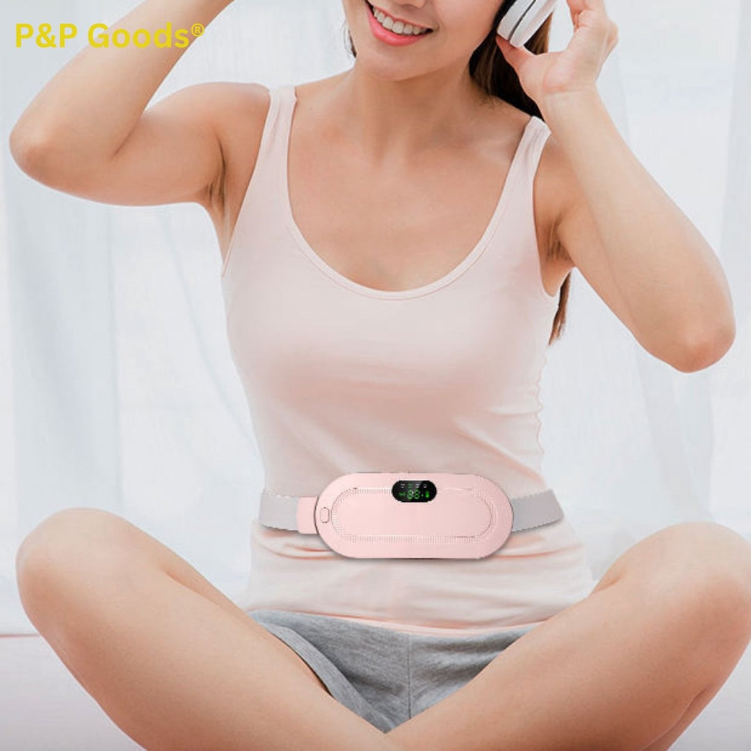 P&amp;P Goods Beautycare – Menstruationswärmeband – Effektive Schmerzlinderung – 3 Wärmeeinstellungen – Heizband – Neueste Vibrationstechnologie – Pro-Version – Verpackung beschädigt