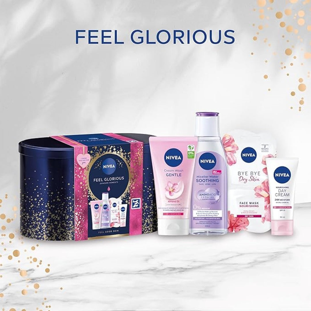 NIVEA Feel Glorious Geschenkset Women – Geschenkset Vorratsdose – Beschädigte Verpackung