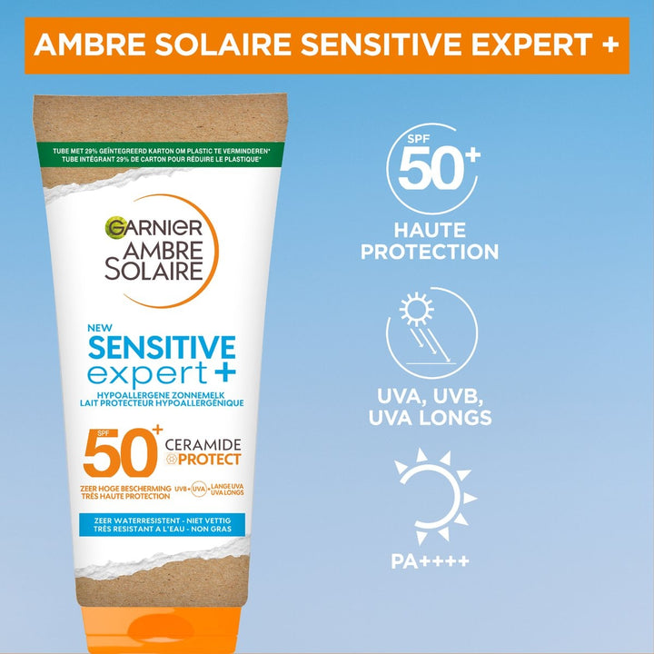 Garnier Ambre Solaire Sensitive Expert+ Sonnenschutzmilch SPF 50+ 175 ml