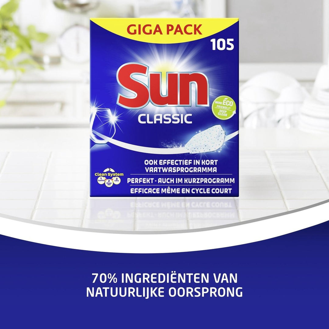 Sun Vaatwastabletten Classic - 105 stuks - Voordeelverpakking - Verpakking beschadigd