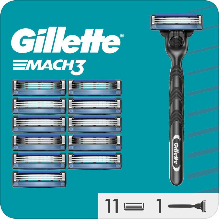 Gillette Mach3 – 1 Herrenrasierer – 12 Rasierklingen – Verpackung beschädigt