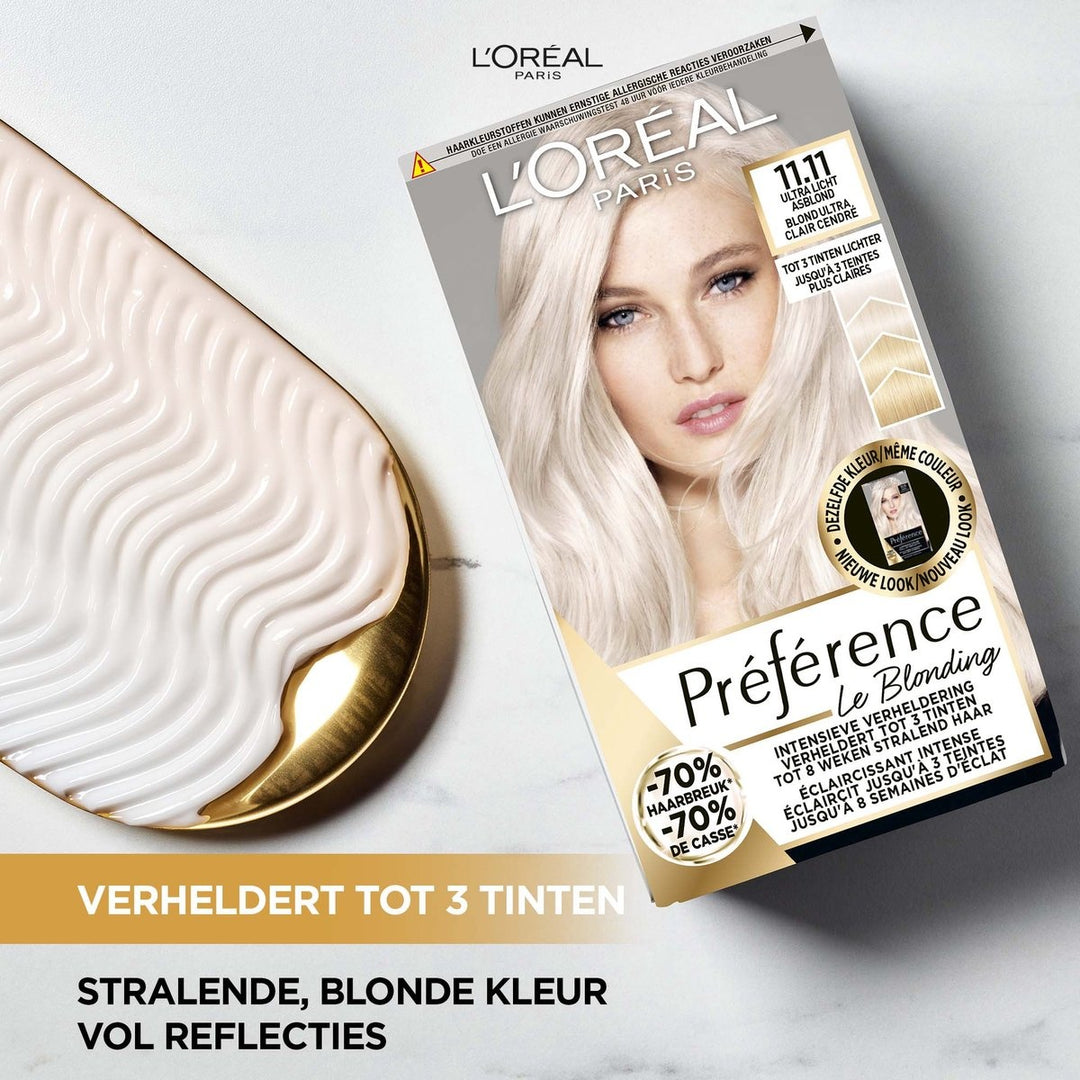 L'Oréal Paris Preference Le Blonding Ultra Light Pearl Ash Blonde 11.21 – Aufhellende permanente Haarfarbe – Verpackung beschädigt