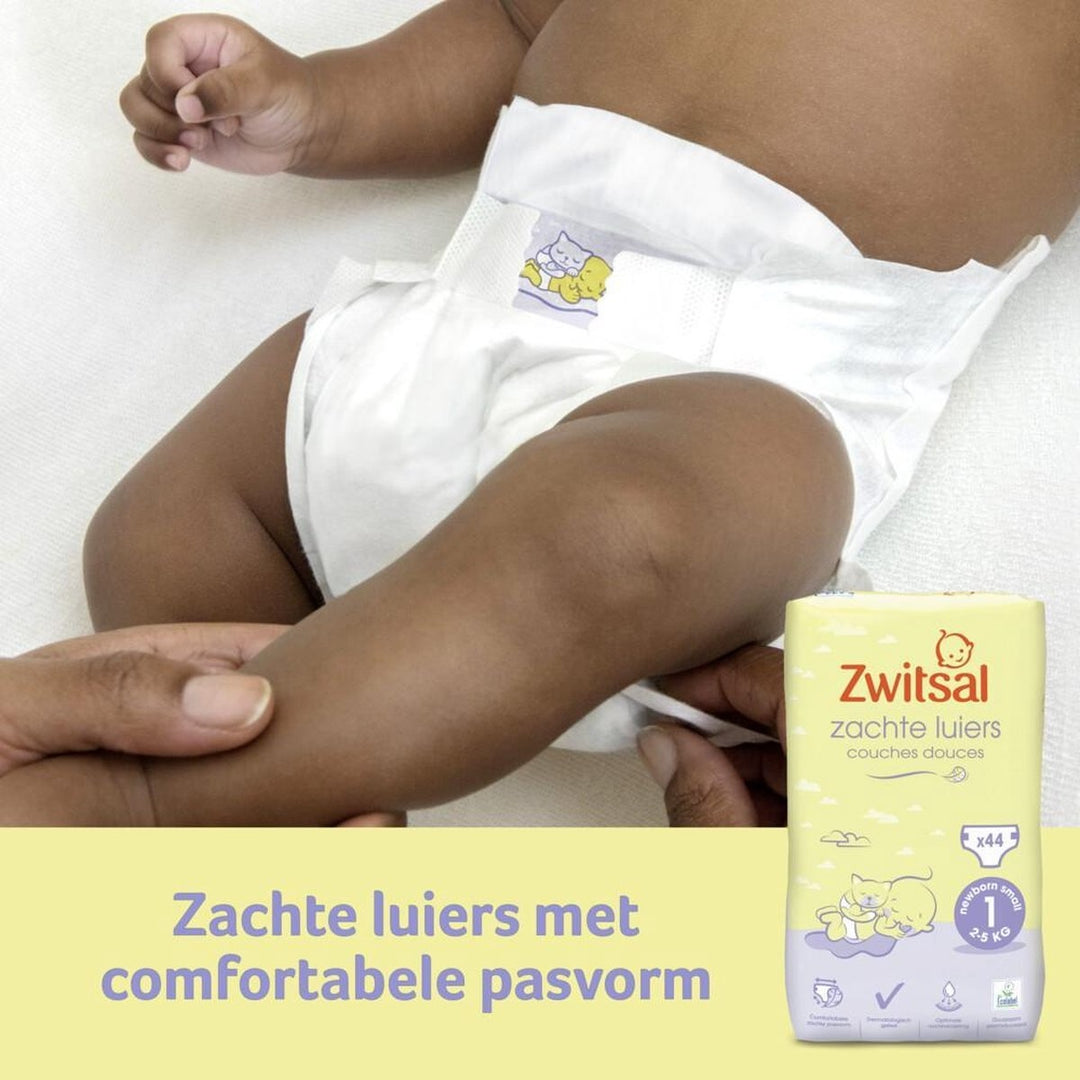 Zwitsal Diapers New Born - Size 1 - 132 pieces - Value pack - Packaging damaged