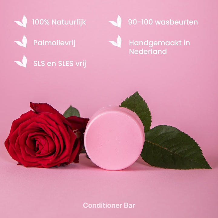 HappySoaps Conditioner Bar – Tender Rose – Alle Haartypen – 100 % plastikfrei, natürlich und vegan – 65 g