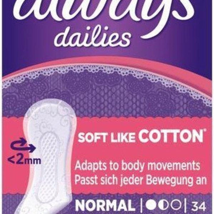 Always Dailies Panty Liners Discreet Normal - 34 pcs - Packaging damaged