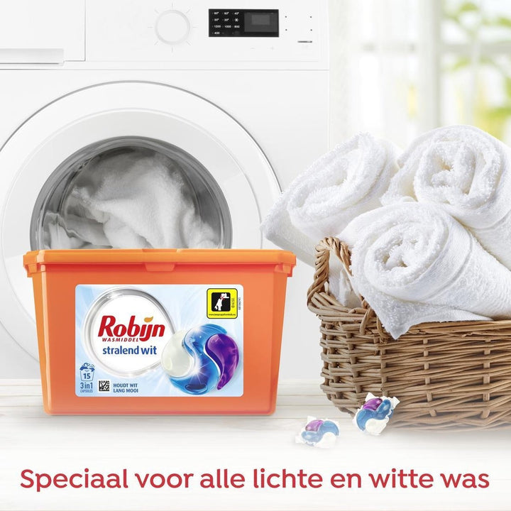 Robijn Stralend Wit 3 in 1 Wascapsules speciaal voor de witte was - 40 wasbeurten kwartaalbox