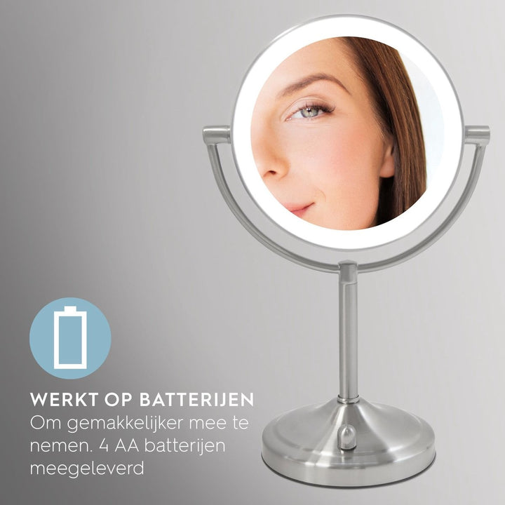 HoMedics MIR8150 Dubbelzijdige Make Up Spiegel met Verlichting - Vrijstaand - Verpakking beschadigd