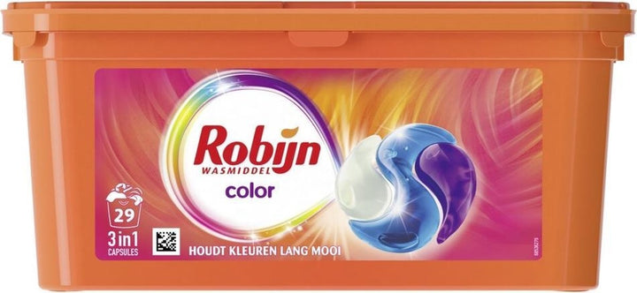 Robijn Color 3 in 1 Wascapsules speciaal voor de gekleurde was - 29 wasbeurten - Verpakking beschadigd