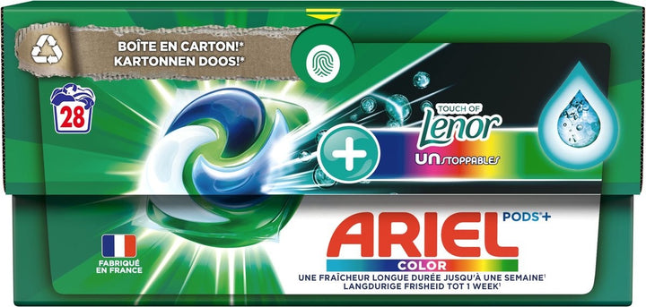 Ariel Laundry Detergent Pods + Touch From Lenor Unstoppables - Color - 28 Washes