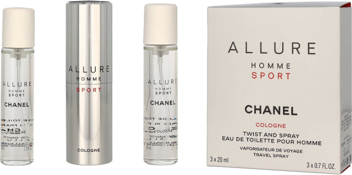 Chanel Allure Homme Sport Geschenkset Eau de Cologne Travel Spray 20 ml + 2x navulling 20 ml 1 set - Herenparfum