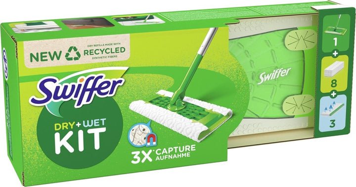 Swiffer Vloerreiniger Starterskit - 1 Dweil, 8 Droge en 3 Vochtige Vloerdoekjes Navullingen - Verpakking beschadigd