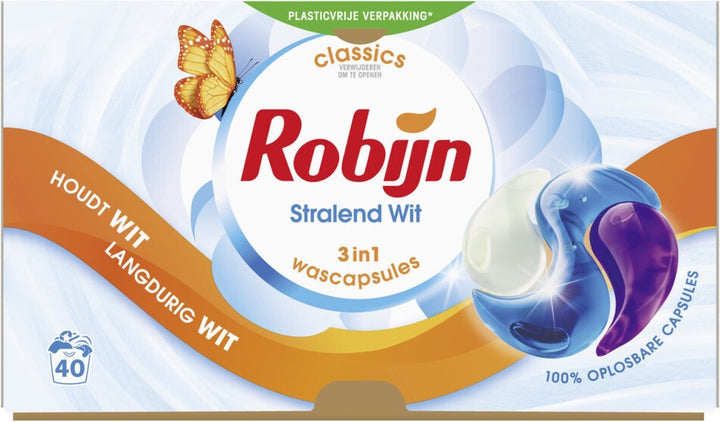 Robijn Wascapsules 3-in-1 Stralend Wit 40 stuks - Verpakking beschadigd