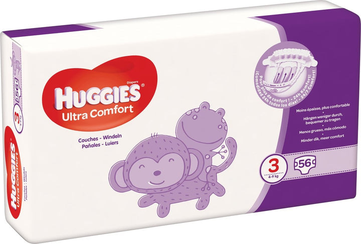 Huggies Ultra Comfort diapers - 4 to 9 kg - Size 3 - 56 pieces - Packaging damaged