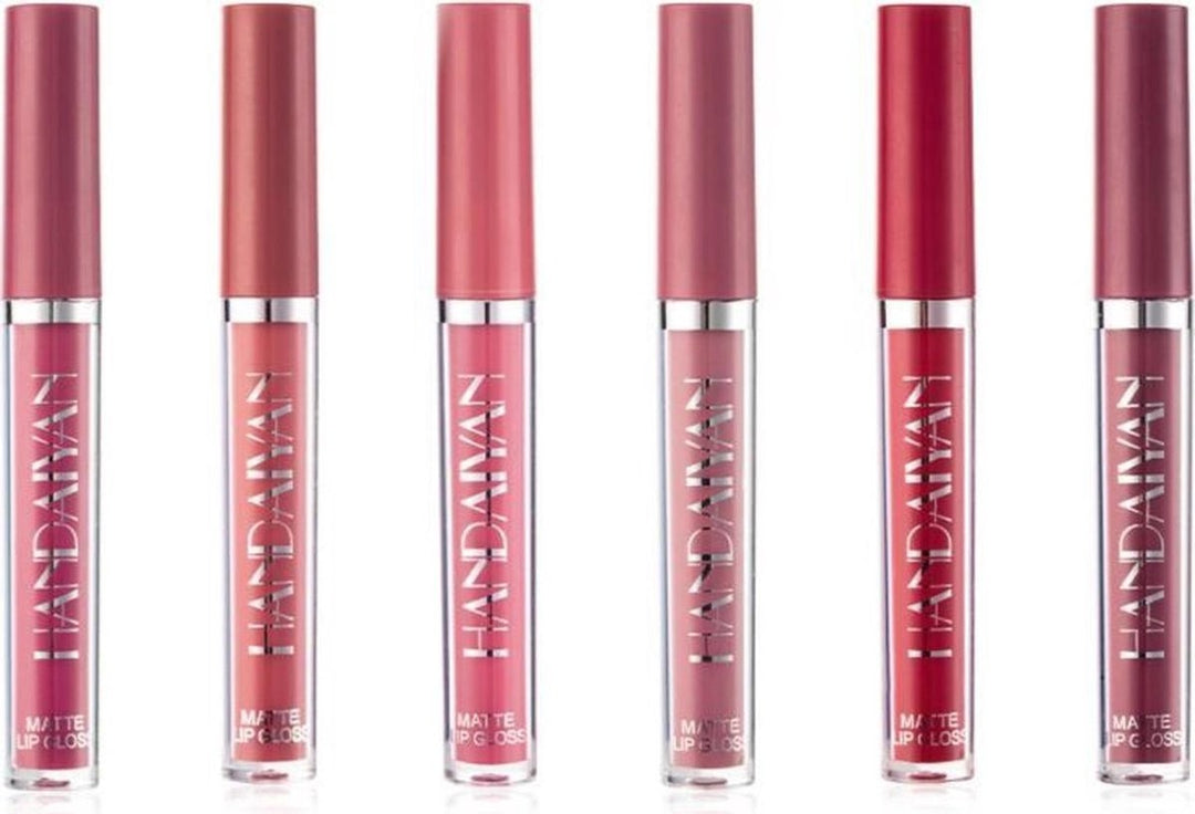 Set mit 6 x matten Lipgloss – wasserfest – 6 Farben