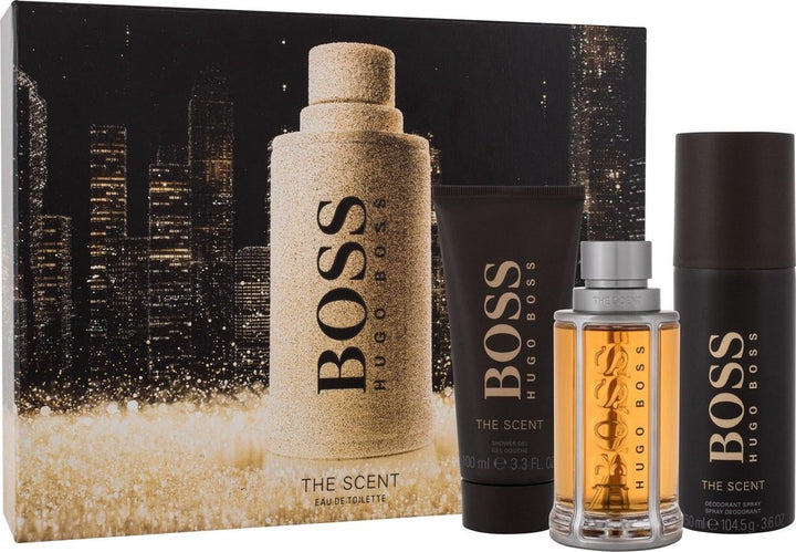 Hugo Boss The Scent - Eau De Toilette Spray + Deodorant Spray + Shower Gel - Gift Set - Packaging damaged