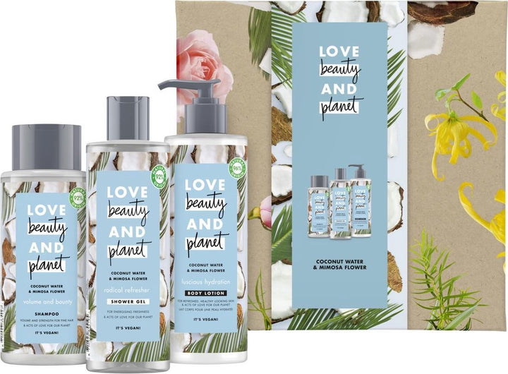 Love Beauty and Planet Coconut Water &amp; Mimosa Flower Gift Set - Shower Gel, Body Lotion and Shampoo