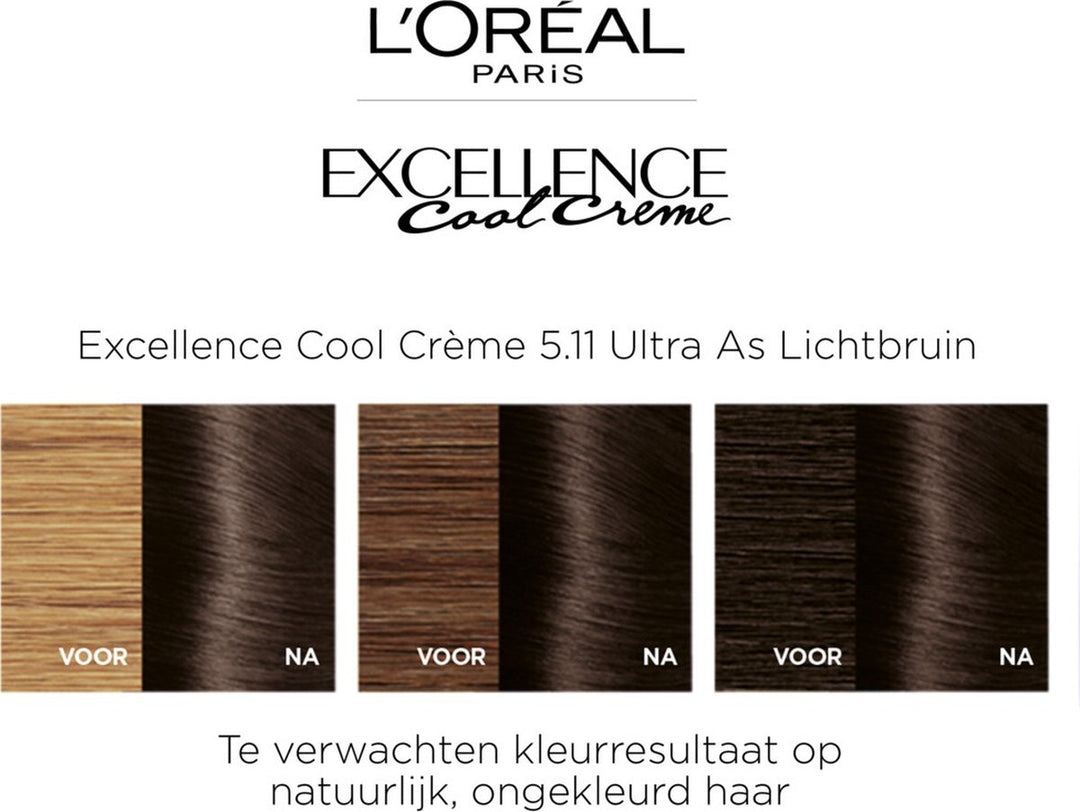 L'Oréal Paris Excellence Cool Creams 5.11 – Ultra Ash Light Brown – Permanente Haarfarbe – Verpackung beschädigt