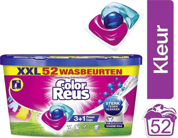 Color Reus Power Caps Wascapsules - Wasmiddel Capsules - Voordeelverpakking 52 wasbeurten - Verpakking beschadigd