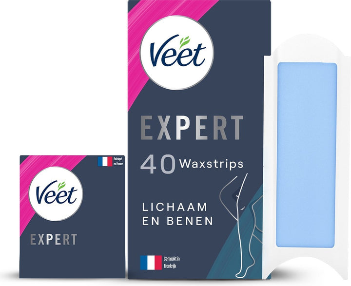 Veet Expert Haarentfernungsstreifen – Körper &amp; Beine – Empfindliche Haut – 40 Stück – Verpackung beschädigt