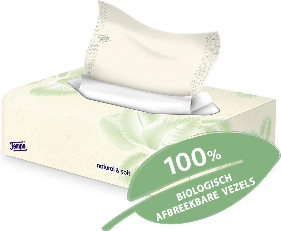 Tempo Natural & Soft - Tissuebox - 90 tissues - Verpakking beschadigd