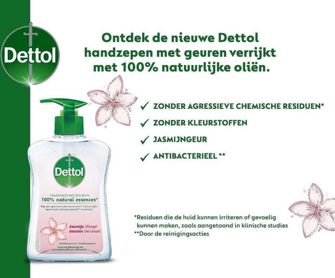 Dettol Handzeep - Jasmijn - Jasmijn geur verrijkt met 100% natuurlijke oliën - 250ml