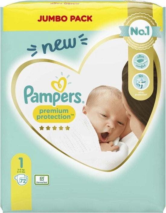 Pampers Premium Protection Größe 1 (2–5 kg) – 216 Windeln