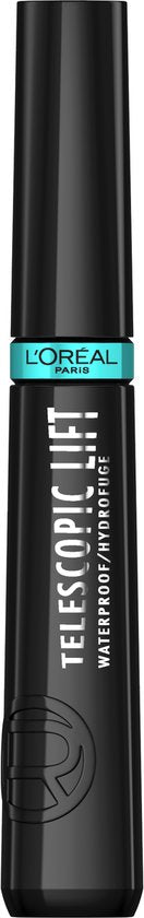 L'Oréal Paris Telescopic Lift Mascara, wasserfest – Lange, geschwungene Wimpern und Volumen +5 mm – Angereichert mit Ceramidkomplex – Schwarz – 9,9 ml