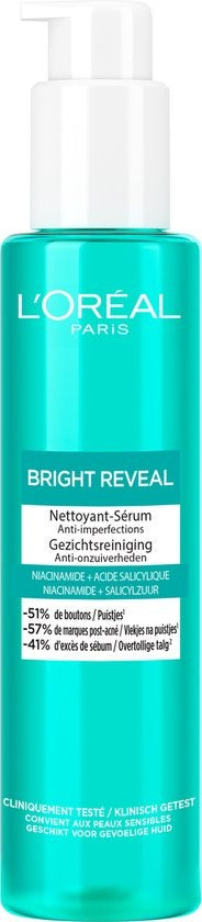 L'Oréal Paris Bright Reveal Schuimende Reinigingscrème met Niacinamide - Gezichtsreiniger tegen pigmentvlekken - 150ml - Verpakking beschadigd / mist pompje