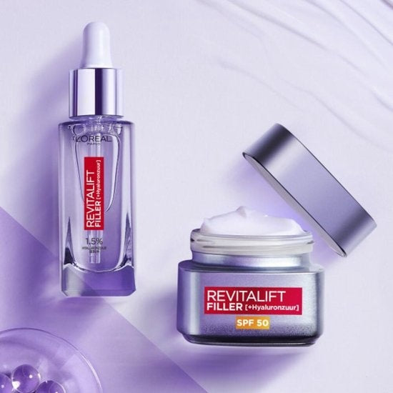 L'Oréal Paris Revitalift Filler Anti-Aging-Tagescreme SPF50 – 50 ml – Gesichtspflege mit Hyaluronsäure