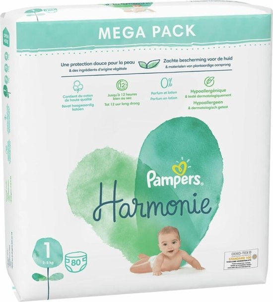 Pampers Harmonie / Pure Size 1 (2-5kg) 160 Diapers