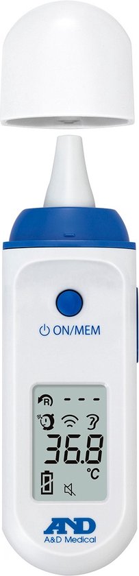 A&D UT-801 2-in-1 infrarood thermometer (voorhoofd & oorthermometer)