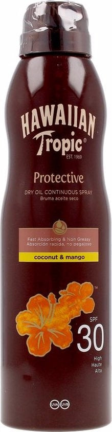 Hawaiian Tropic Protective Coconut & Mango Dry Oil Spray SPF30 180ml - Verpakking beschadigd