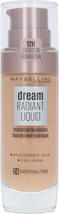 Maybelline Dream Radiant Liquid - 024 Golden Beige - Foundation Geschikt voor de Droge Huid met Hyaluronzuur - 30 ml