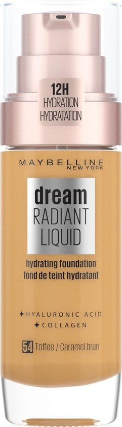 Maybelline Dream Radiant Liquid - 054 Toffee - Foundation Geschikt voor de Droge Huid met Hyaluronzuur - 30 ml