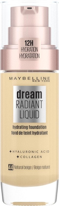 Maybelline Dream Radiant Liquid - 044 Natural Beige - Foundation Suitable for Dry Skin with Hyaluronic Acid - 30 ml