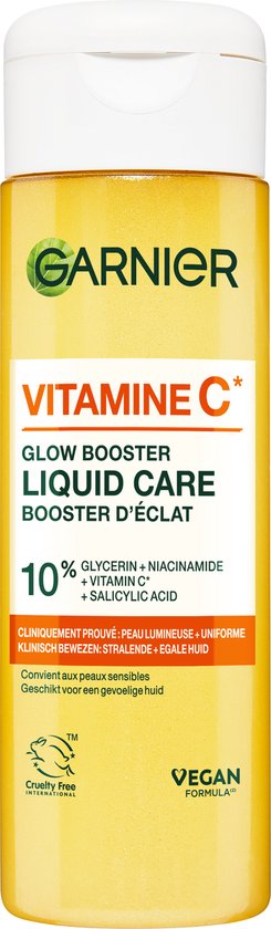 Garnier Vitamin C* Glow Booster Liquid Care - With 10% [Glycerine, Niacinamide, Vitamin C* and Salicylic Acid] - 120 ml