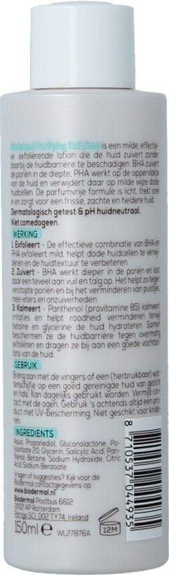 Biodermal Purifying Exfoliant - een milde, effectieve exfoliërende lotion die de huid zuivert zonder te beschadigen - Parfumvrij - 150 ml