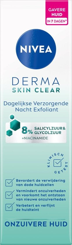 NIVEA Derma Active Skin Clear Night Exfoliator – 40 ml – Verpackung beschädigt