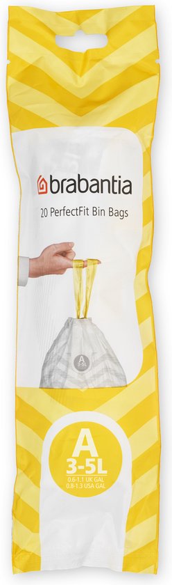 Brabantia PerfectFit Afvalzak met trekbandsluiting - 3-5 ltr - Code A - 20 stuks