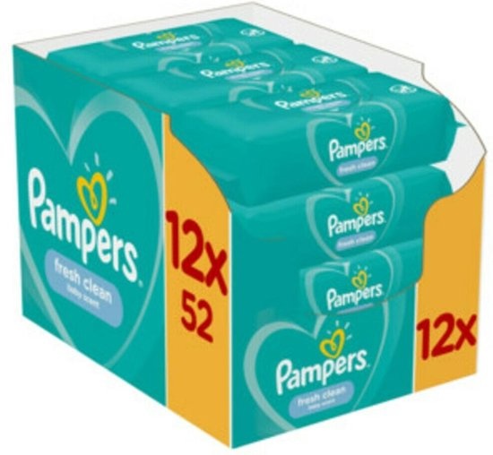 Pampers Fresh Clean Babytücher – 12 x 52 Tücher