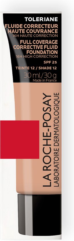 La Roche-Posay Toleriane Vloeibare Corrigerende Foundation n12 - SPF 25 - 30 ml - 16u volledig dekkend