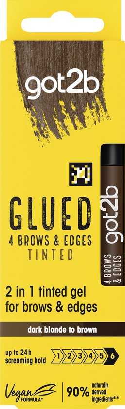Got2b Glued 2-in-1 Brows & Edges Dunkelbraun – Getöntes Augenbrauengel & Haaransatzgel - Verpackung beschädigt