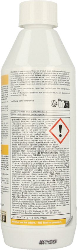 HG tegen stinkende vaatwassers 500gr - Verpakking beschadigd, deuk in de fles