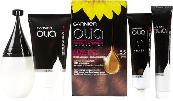 Garnier Olia Haarfärbemittel -5,5 – Helles Mahagonibraun – Verpackung beschädigt