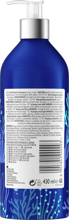 Head & Shoulders Classic Anti-Roos Shampoo ‚Gevulde Navulbare Aluminium Fles - 430 ml - pompje ontbreekt